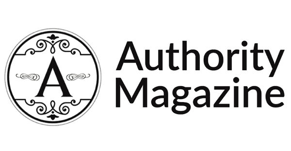 Authority Magazine logo featuring a decorative circular emblem with the letter "A" beside bold black text.