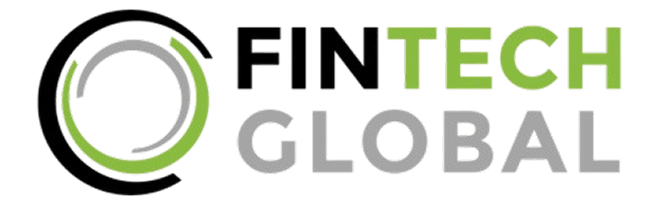 Fintech Global logo featuring a black and green circular emblem alongside bold text in black, green, and gray.