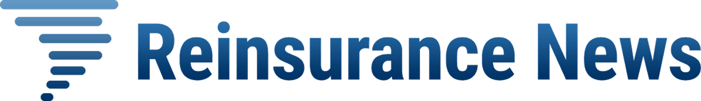 Reinsurance News logo featuring a blue tornado icon alongside bold gradient blue text.