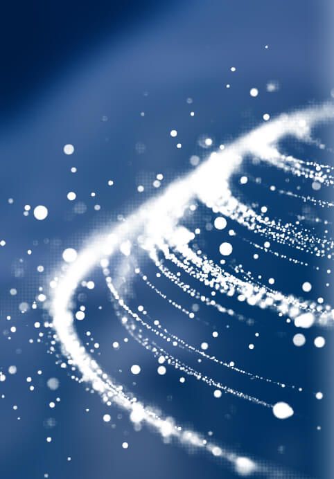 Abstract swirling spiral of glowing white particles against a deep blue background, evoking digital data flow.