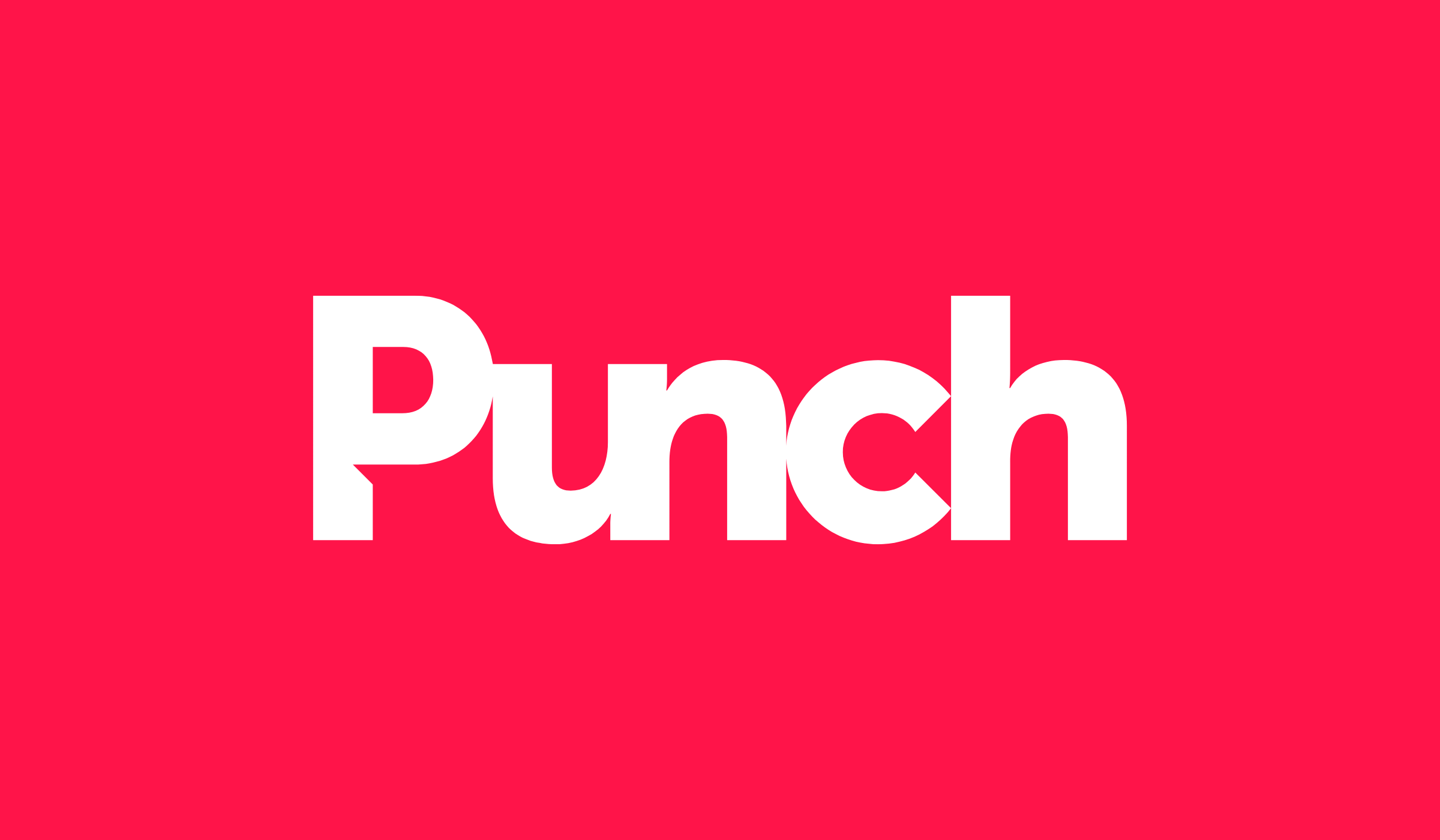 Bold white "Punch" wordmark logo centered on a vibrant red background.